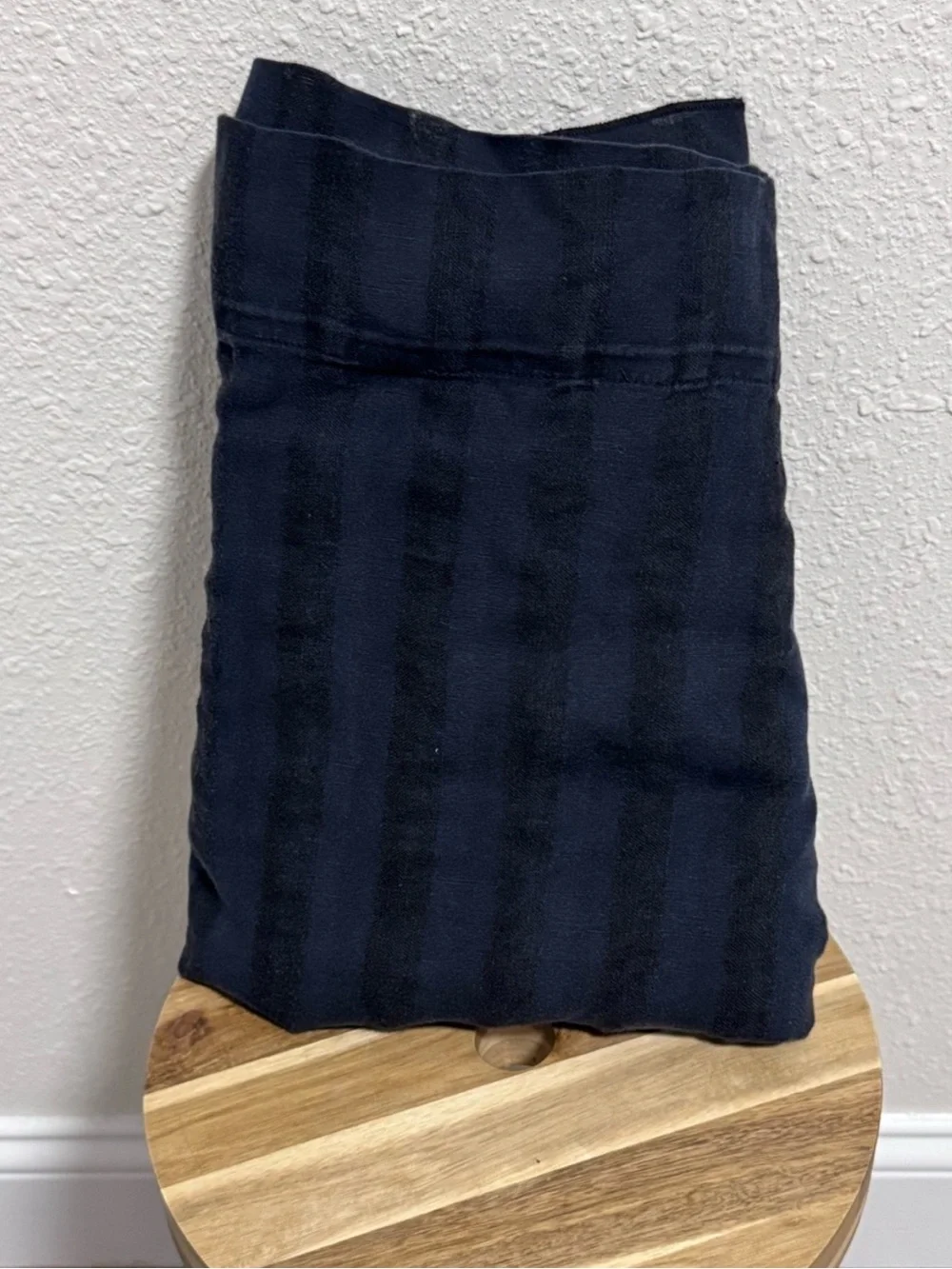CB2 Linen Blend Track Black Striped Curtain Panel 48x108